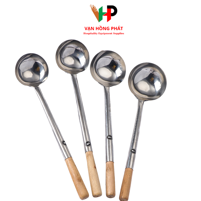 Vá Xào Inox Cán Gỗ Dày Bóng (Dày 1.2mm)