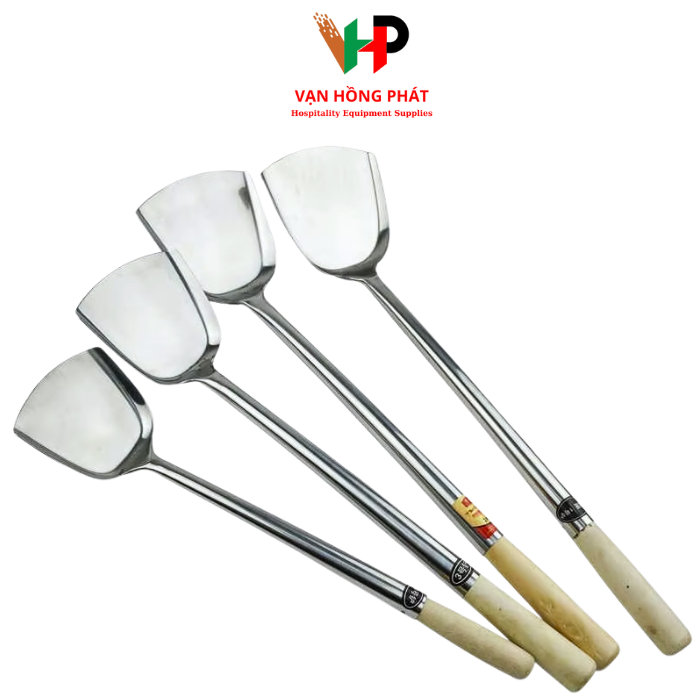 Sạn Xào Inox Cán Gỗ Dày Bóng